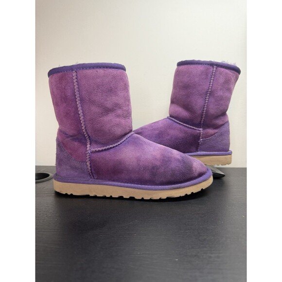 Youth UGG Classic Short II Boots Size 4 Purple Suede 5251 - Picture 6 of 11